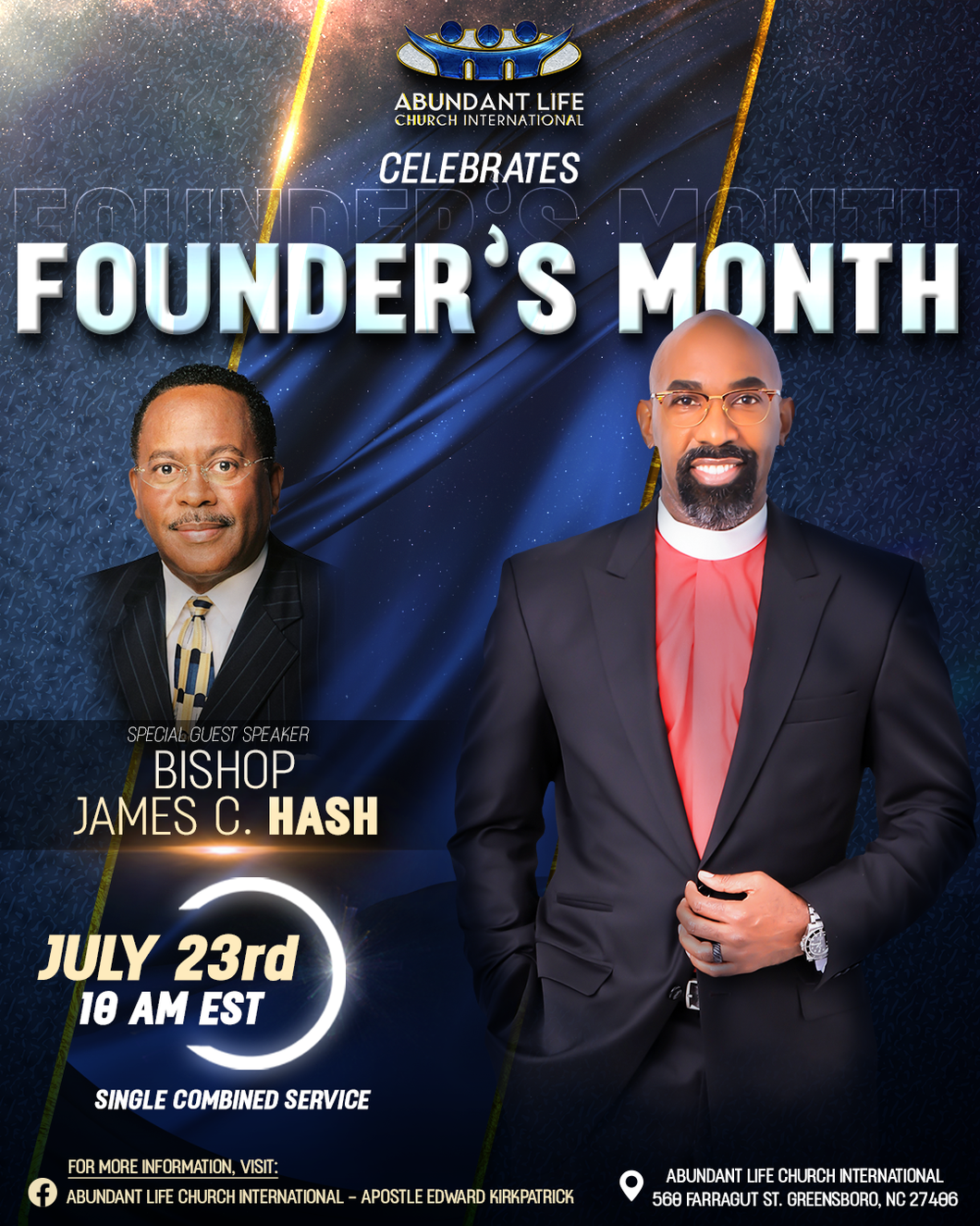 Founder's Month - Bishop James C. Hash, Sr. - Agape Love - 7.23.23 - 10AM