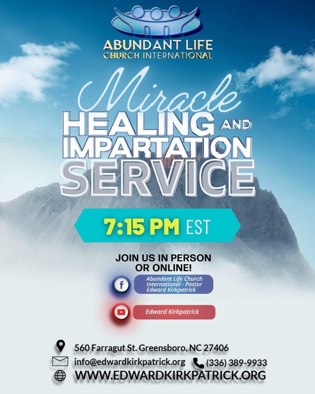 Healing, Miracle & Impartation Service (8/15/22 7:15pm)